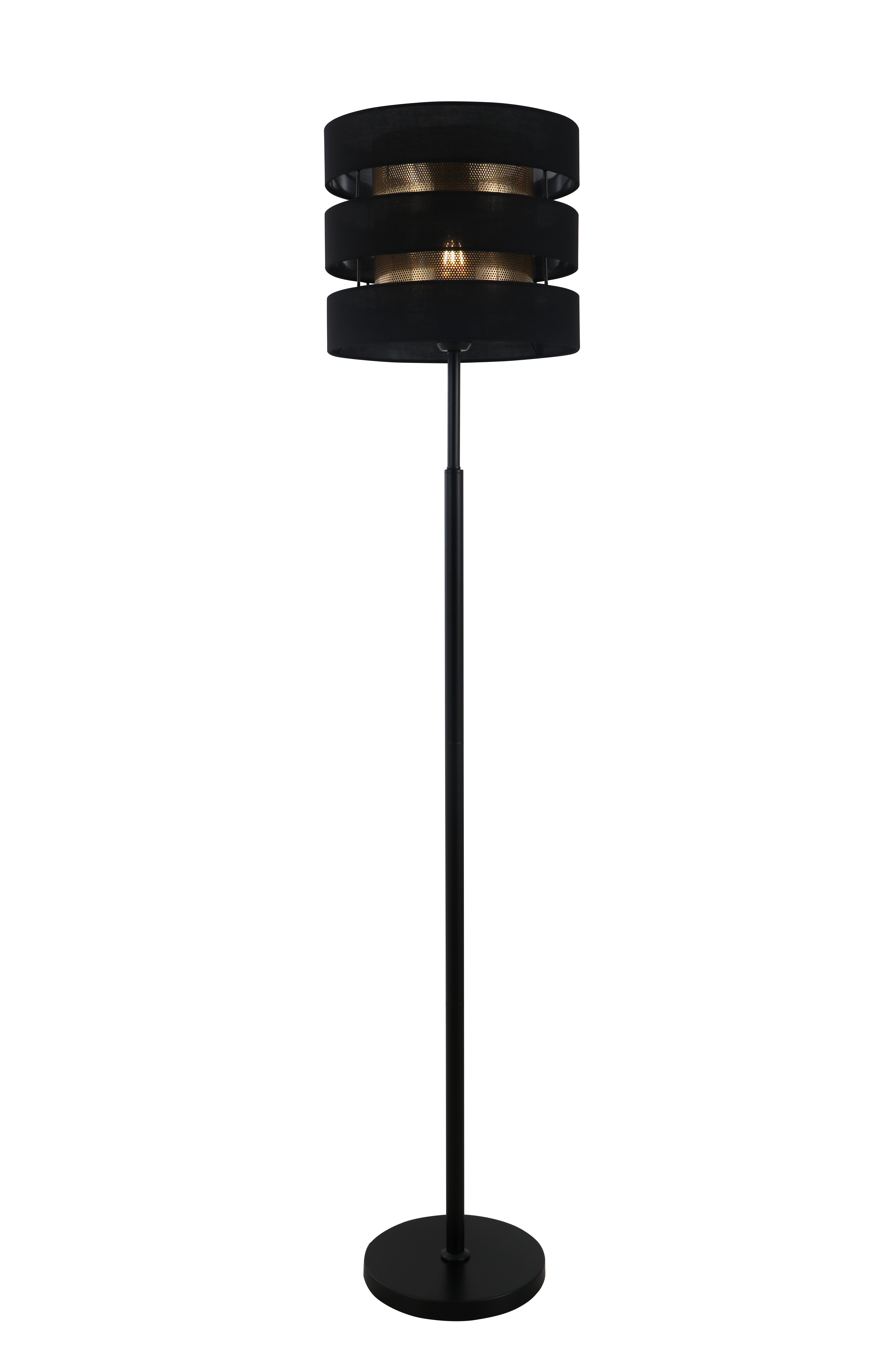 In che modo il layout geometrico della lampada del pavimento nero a doppia tonalità influisce sulla distribuzione della luce e sull'estetica spaziale?