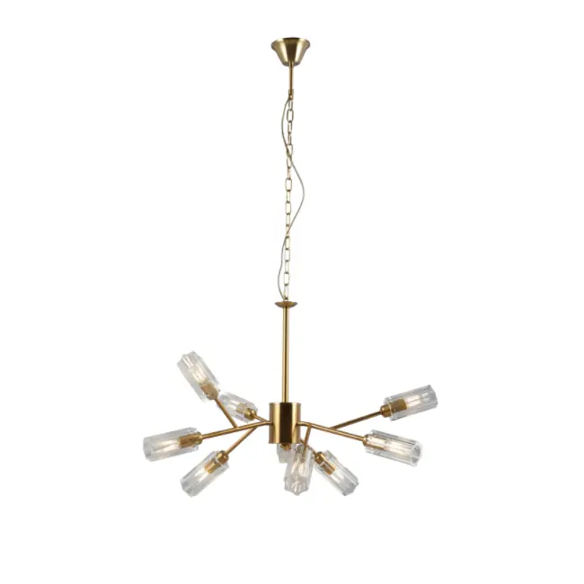 Lampadario in oro in vetro a 9 luci