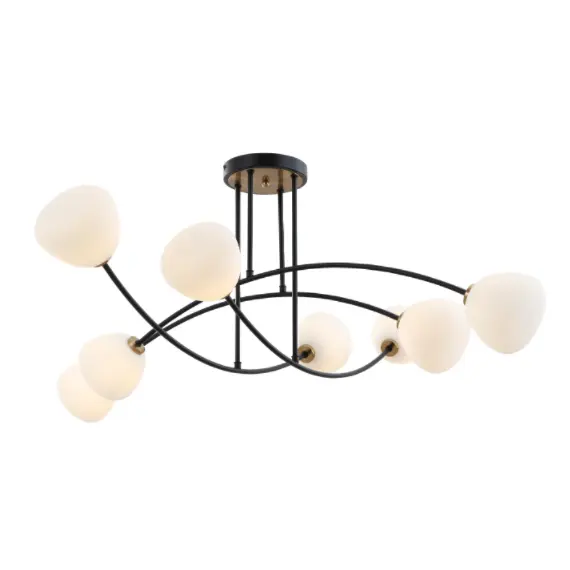 Luce a soffitto a filo a filo a filo a 8 vetro nero