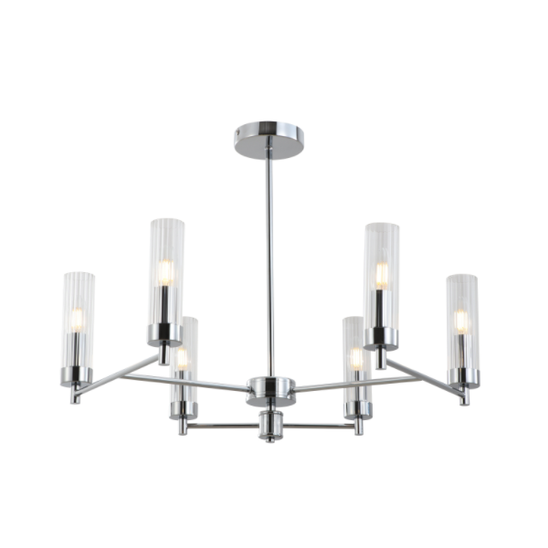 Lampada a soffitto a tubo di vetro cromata
