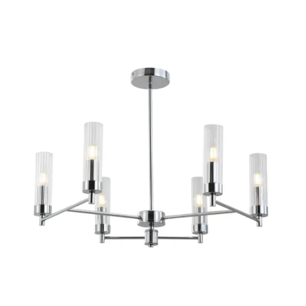Lampada a soffitto a tubo di vetro cromata
