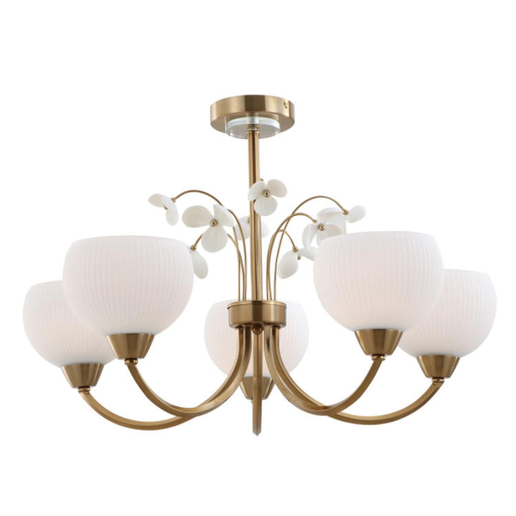 Luce classica del soffitto a 5 vetro in rame