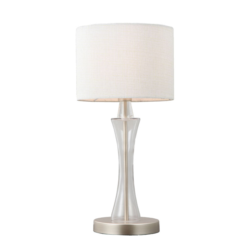 Lampada da tavolo contemporanea in tessuto bianco crema