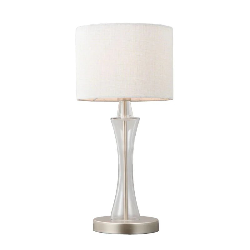Lampada da tavolo contemporanea in tessuto bianco crema