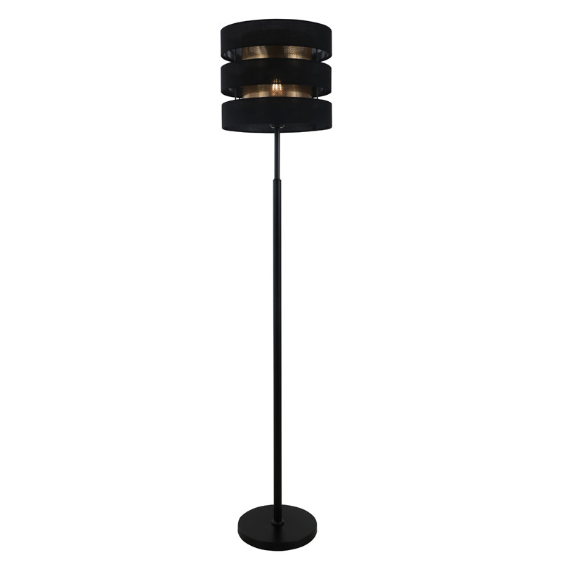 Lampada da terra nera a doppio paralume