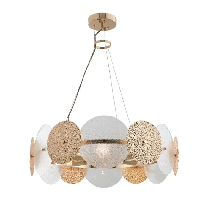 Lampadario ad anello dorato a 6 luci