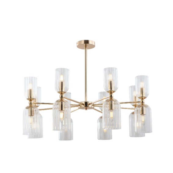Luce a sospensione con soffitto in vetro in vetro oro