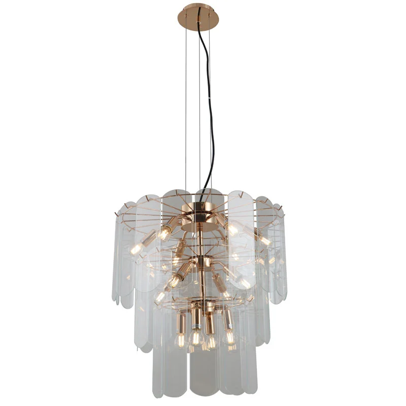 Lampadario in vetro di lusso dorato