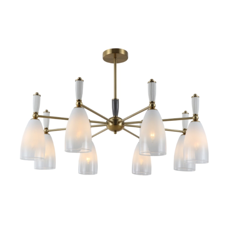 Lampadario in ceramica di vetro bianco latte sfumato