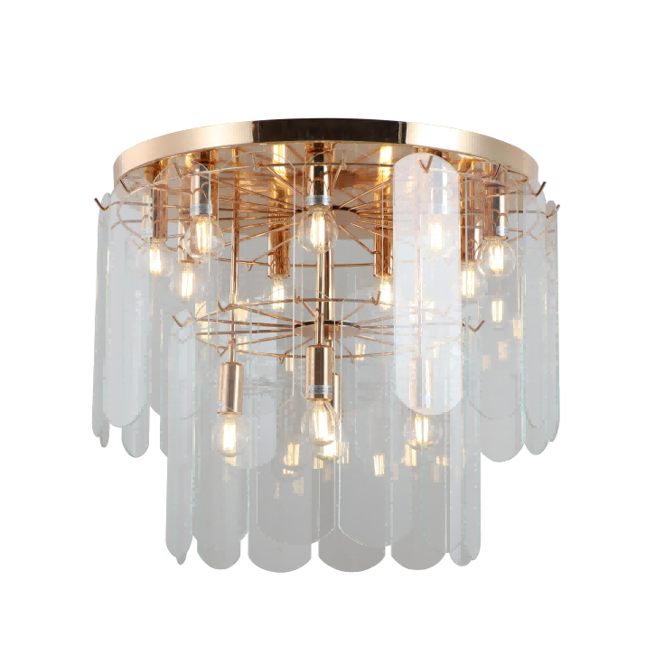 Luxury Tiers Gold Flush Mount Mount lampadario
