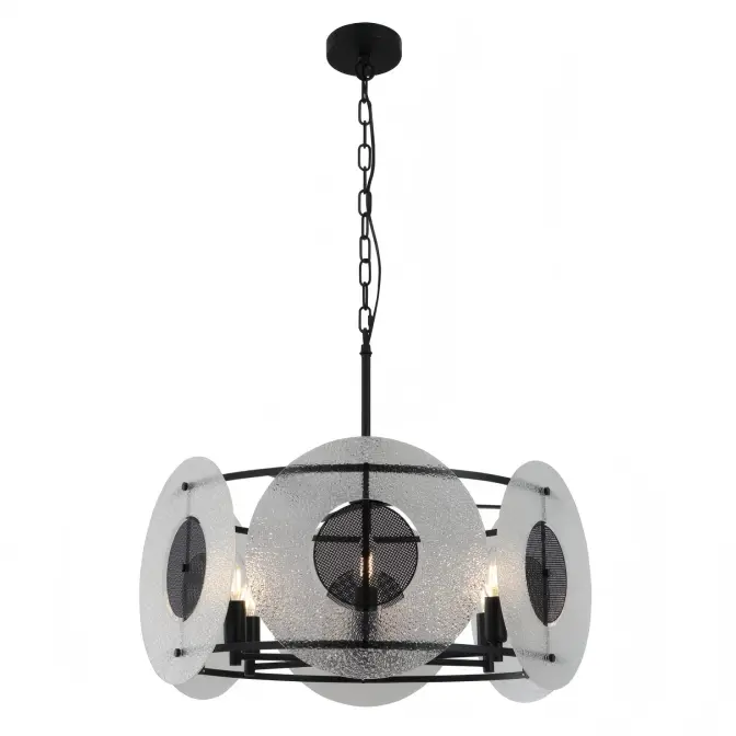 Lampadario in vetro di zucchero nero opaco