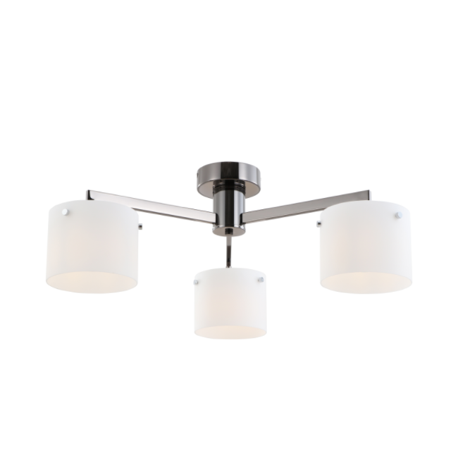 Lampada a soffitto cromata nera minimalista a 3 luci