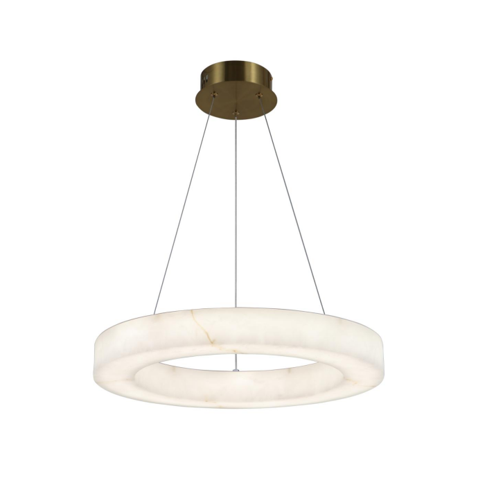 Moderna lampada a sospensione a LED con anello in alabastro