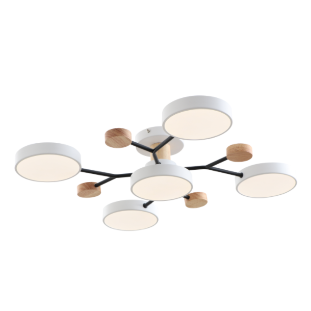 Lampada a soffitto a LED moderna con accento in legno