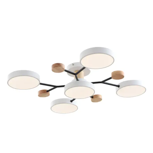Lampada a soffitto a LED moderna con accento in legno