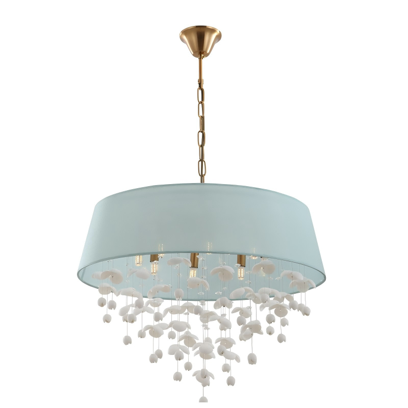 Lampadario moderno a 8 luci con paralume a tamburo in porcellana per soggiorno