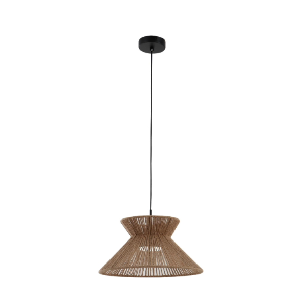 Lampada a sospensione con corda di canapa naturale