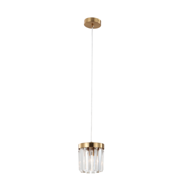 Luce a sospensione cristallina K9 oro a base spazzolata a base singola