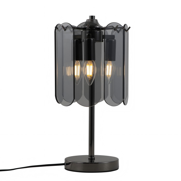 Lampada Da Tavolo A 3 Luci Con Vetri Fumé Per Comodino