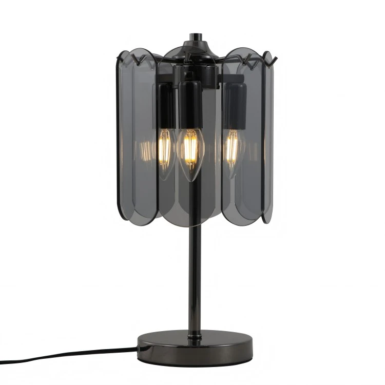 Lampada Da Tavolo A 3 Luci Con Vetri Fumé Per Comodino