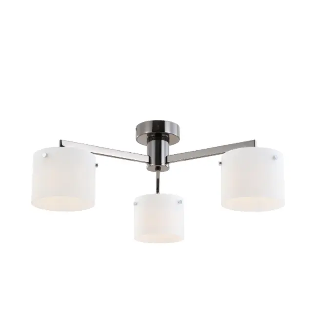 Lampada a soffitto in vetro bianco a tre luci