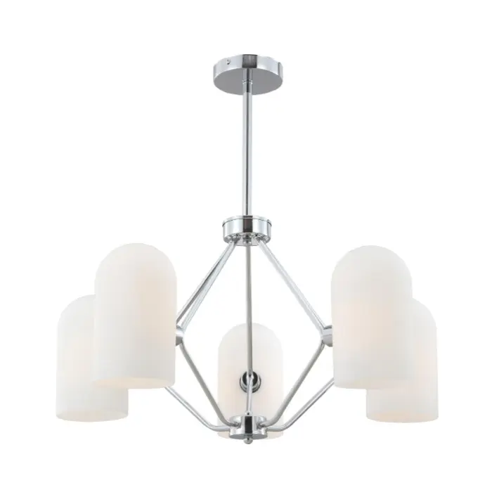 Lampadario a 5 luci cromo vintage