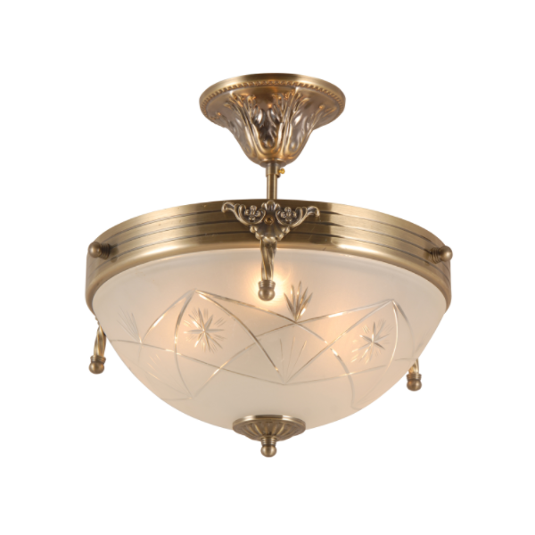 Lampadario di rame in vetro estromesso vintage