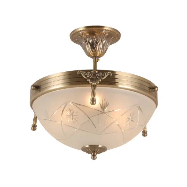 Lampadario di rame in vetro estromesso vintage